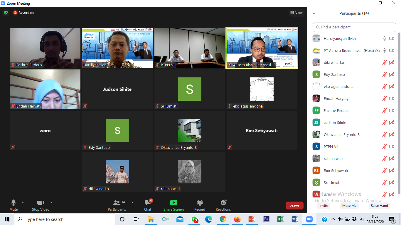 1624421613-TRAINING-AWARENESS-SISTEM-MANAJEMEN-ANTI-PENYUAPAN-DENGAN-STANDAR-ISO-37001-2016-PADA-PTPN-VII (1) 1624421613-TRAINING-AWARENESS-SISTEM-MANAJEMEN-ANTI-PENYUAPAN-DENGAN-STANDAR-ISO-37001-2016-PADA-PTPN-VII (1)