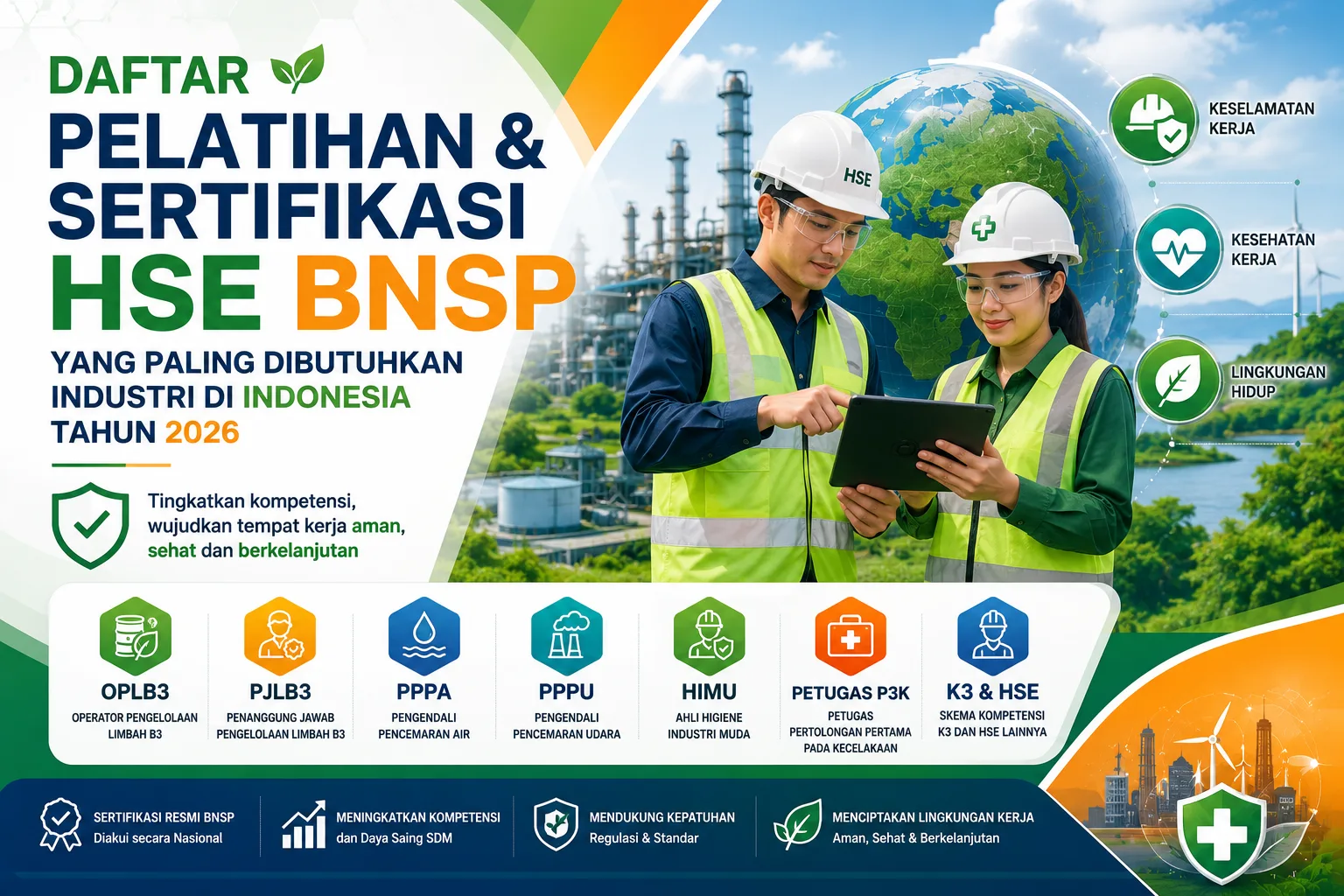 HSE BNSP paling dibutuhkan di industri training HSE atau K3 dan Lingkungan sertifikasi BNSP paling dibutuhkan industri